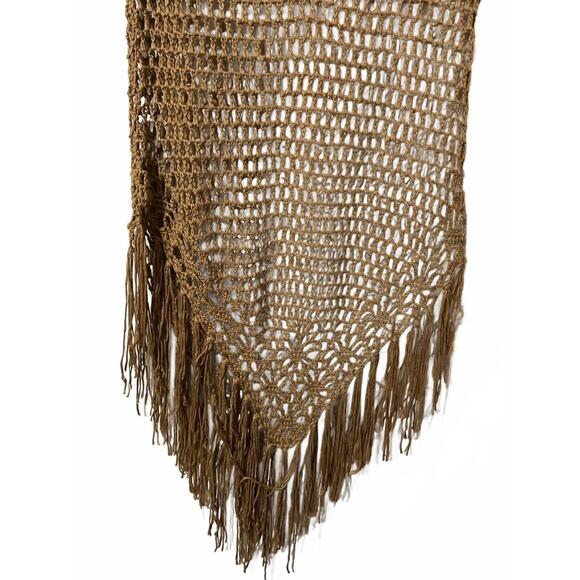 Boho Brown Crochet Fringe Swim Cover-Up & Dress OSFM - Picture 3 of 4